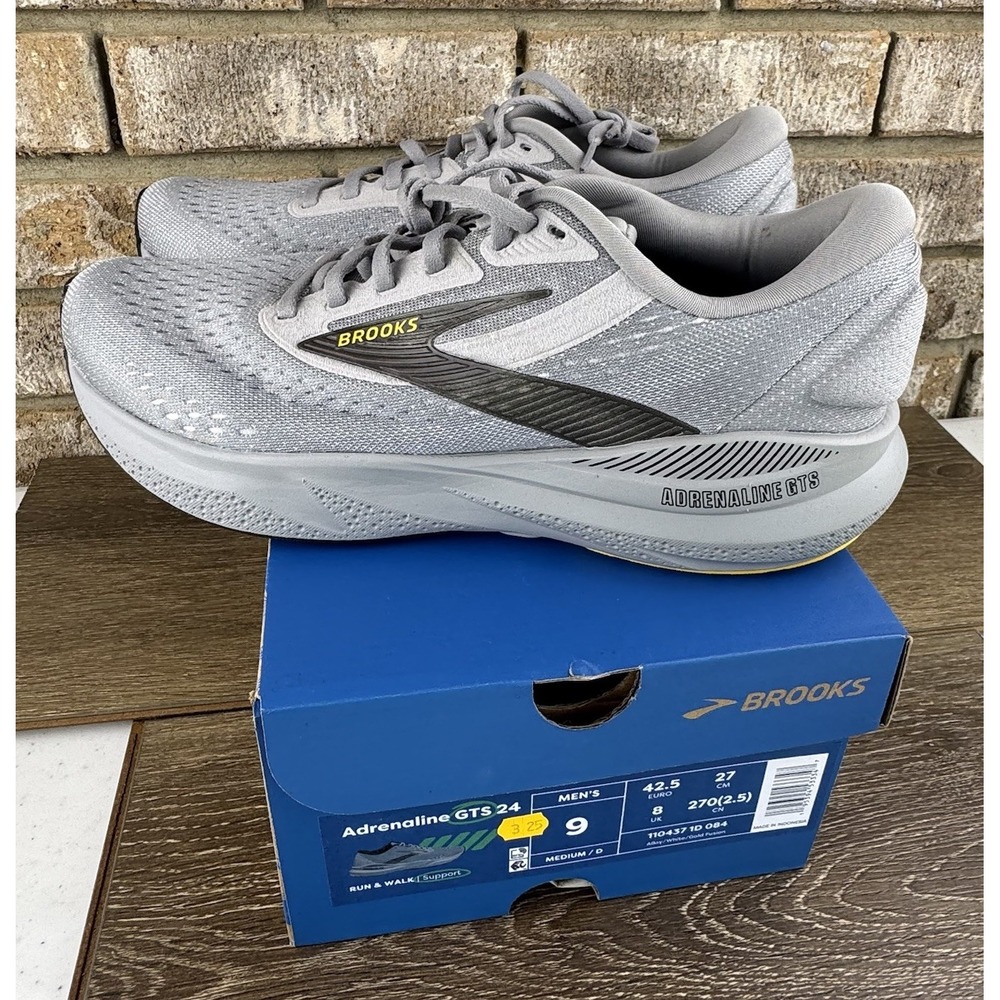 Brooks Adrenaline GTS 24 Gray Running Shoes Men's Sz 9D 1104371D084